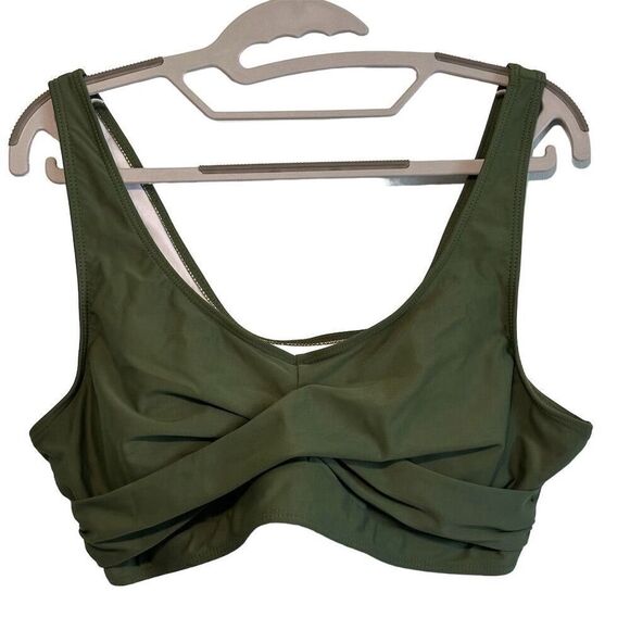 Bikini Swim Top Green Criss Cross Size XL - Picture 1 of 14